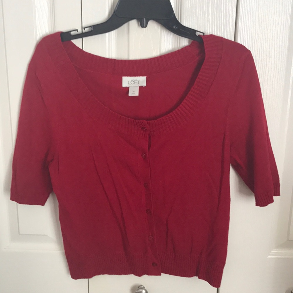 Loft red cardigan sweater